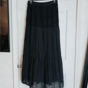 J. Jill Black A-Line Tiered Maxi Skirt